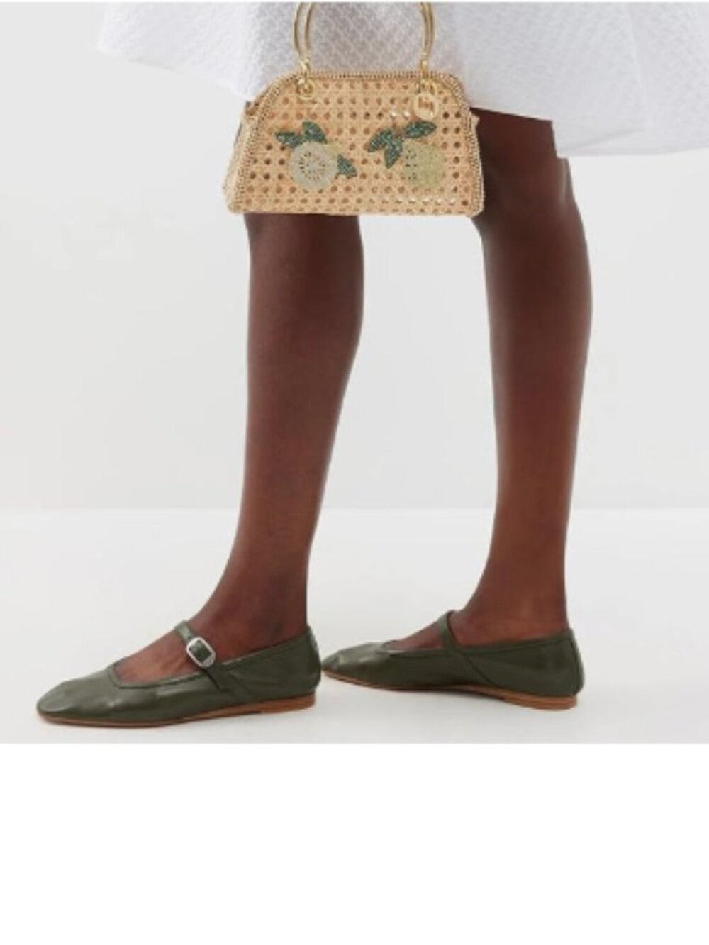 Pazzion Dark Green Squared Toe Mary Jane Easy Strap Buckled Slip On Ballet Flats